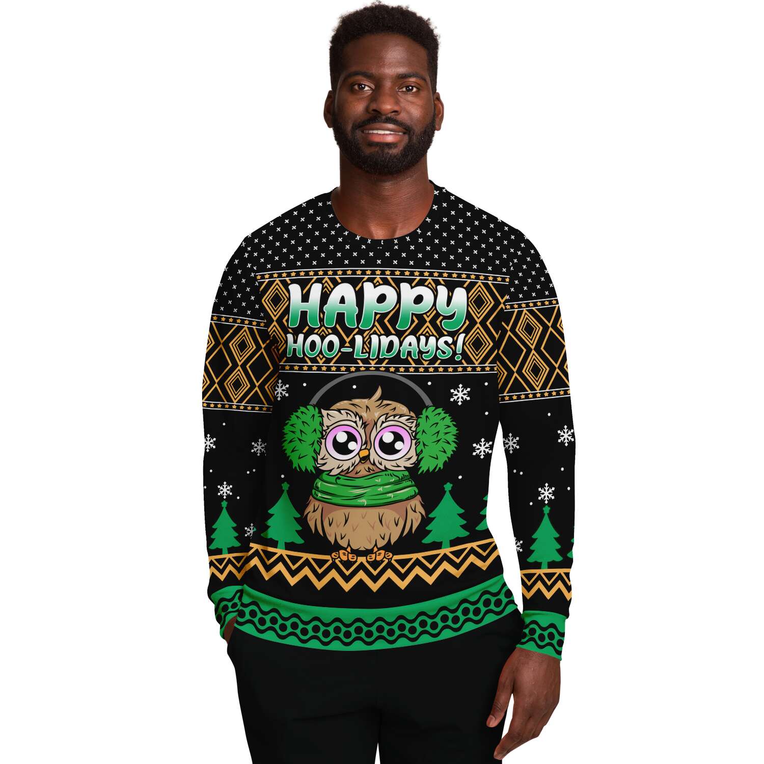 Happy Owl-idays Sweatshirt | Unisex Ugly Christmas Sweater, Xmas Sweater, Holiday Sweater, Festive Sweater, Funny Sweater, Funny Party Shirt