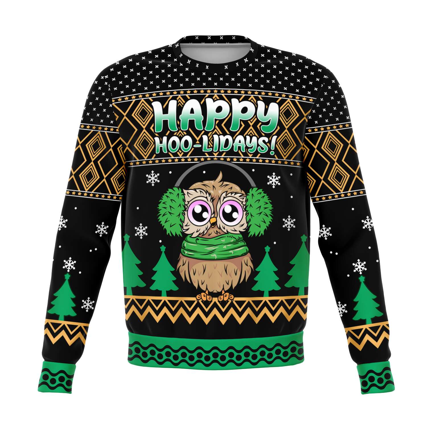 Happy Owl-idays Sweatshirt | Unisex Ugly Christmas Sweater, Xmas Sweater, Holiday Sweater, Festive Sweater, Funny Sweater, Funny Party Shirt
