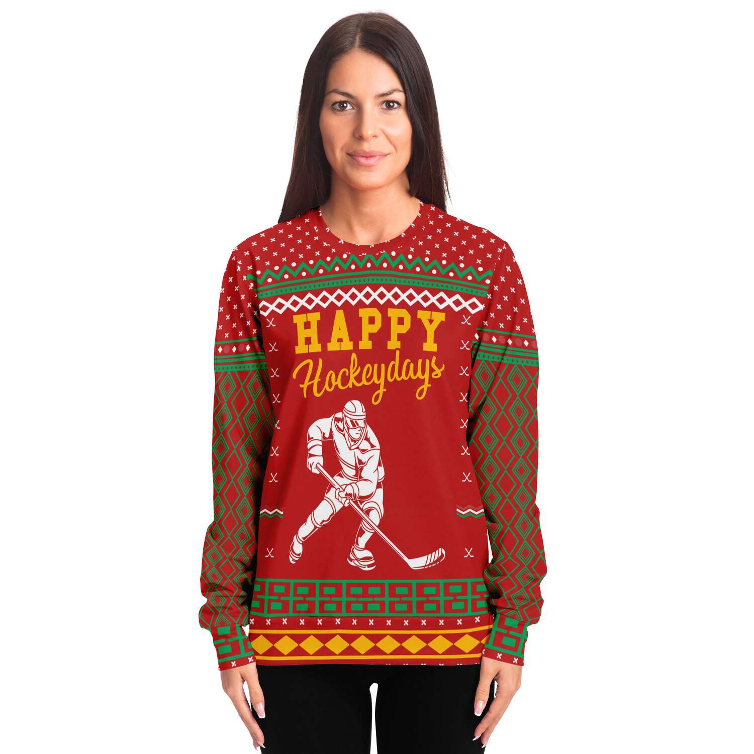 Happy Hockey Days Sweatshirt | Unisex Ugly Christmas Sweater, Xmas Sweater, Holiday Sweater, Festive Sweater, Funny Sweater, Funny Party Shirt