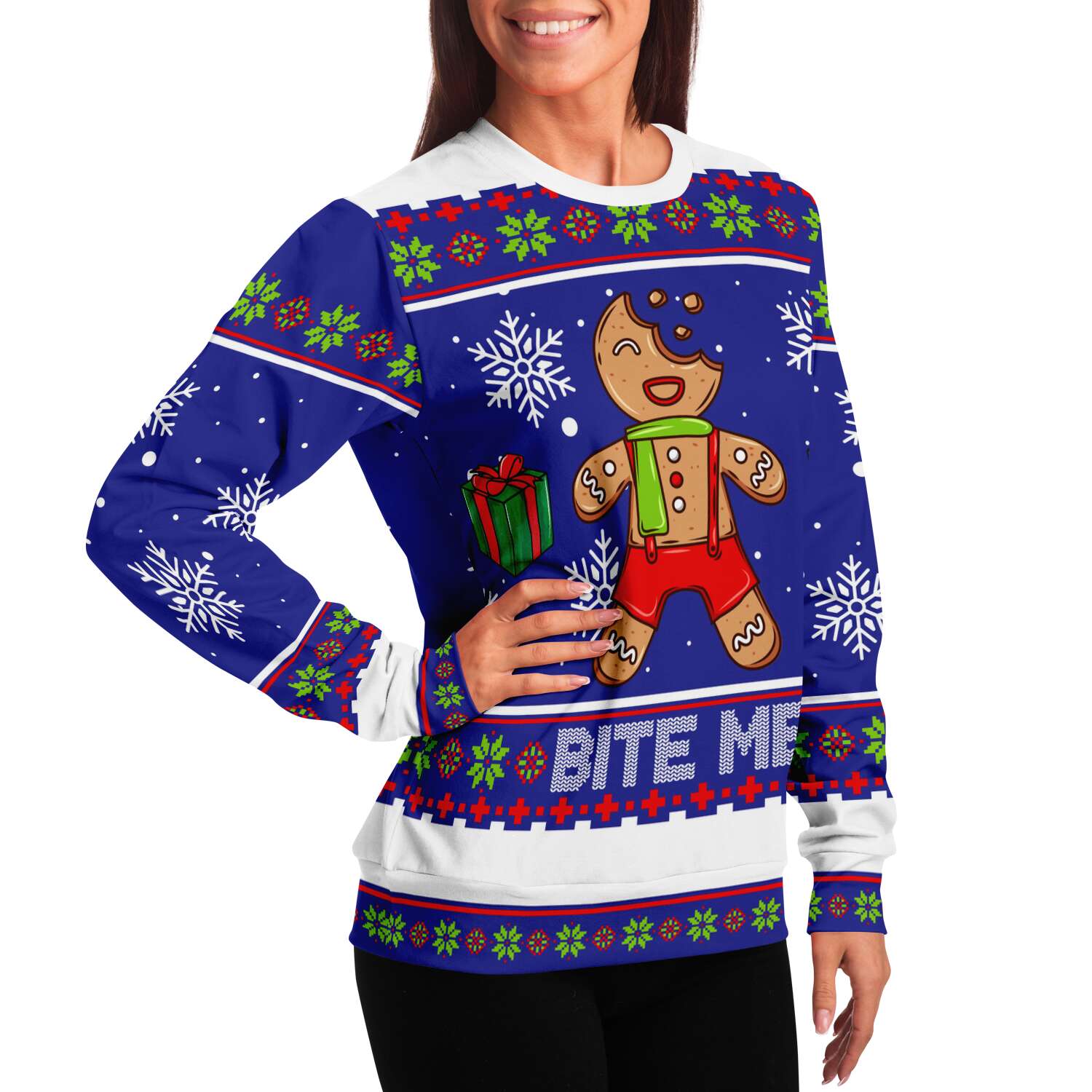 Bite Me Sweatshirt | Unisex Ugly Christmas Sweater, Xmas Sweater, Holiday Sweater, Festive Sweater, Funny Sweater, Funny Party Shirt
