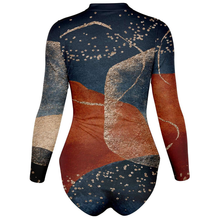 Spellbound Long Sleeve Swimsuit | Full Piece Bodysuit | Front Zipper - Manifestie