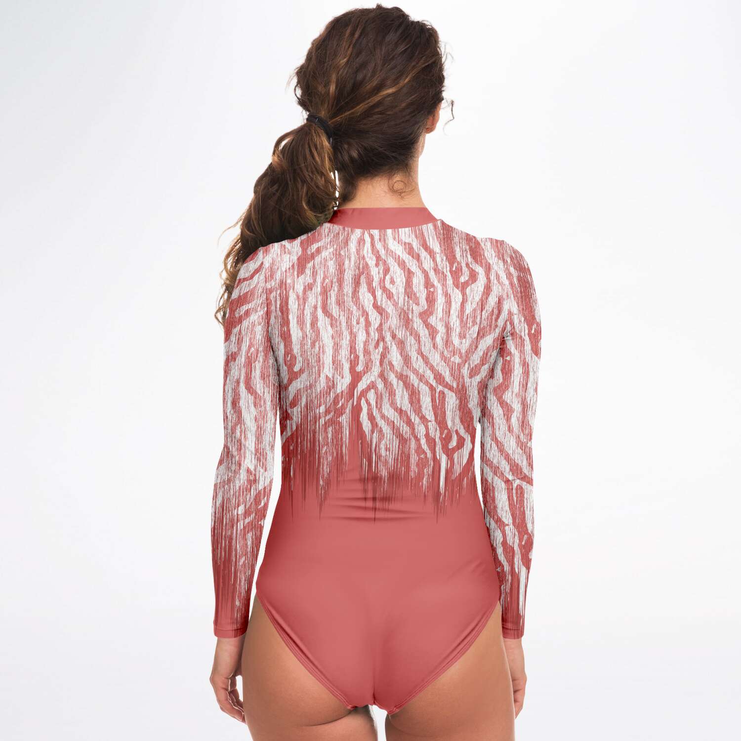 Coral Long Sleeve Swimsuit | One Piece Bodysuit Rash Guard UPF 50+