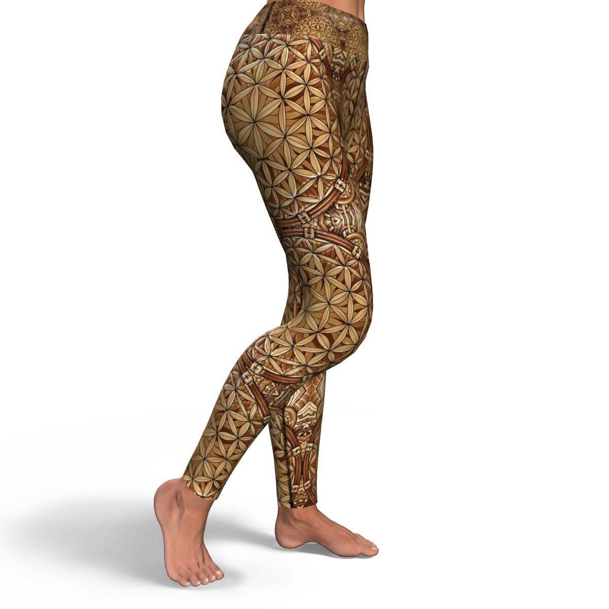 Golden Flower of Life Premium Yoga Leggings - Manifestie