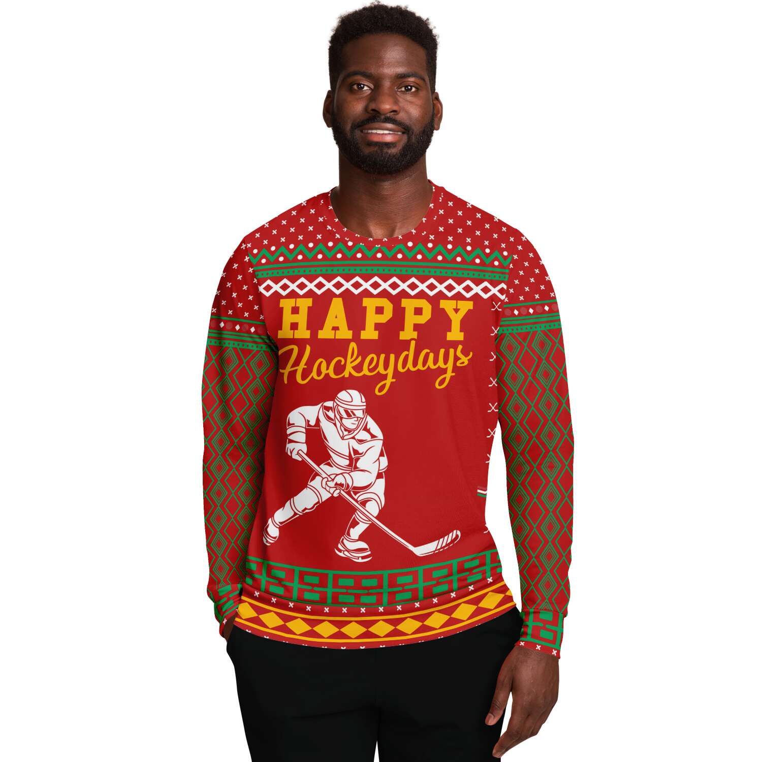 Happy Hockey Days Sweatshirt | Unisex Ugly Christmas Sweater, Xmas Sweater, Holiday Sweater, Festive Sweater, Funny Sweater, Funny Party Shirt