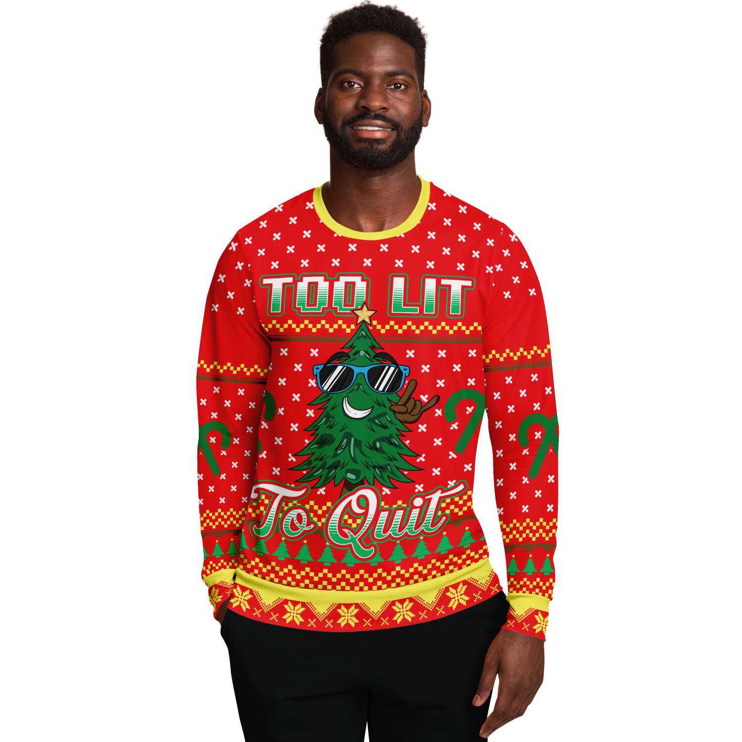 Too Lit To Quit Sweatshirt | Unisex Ugly Christmas Sweater, Xmas Sweater, Holiday Sweater, Festive Sweater, Funny Sweater, Funny Party Shirt