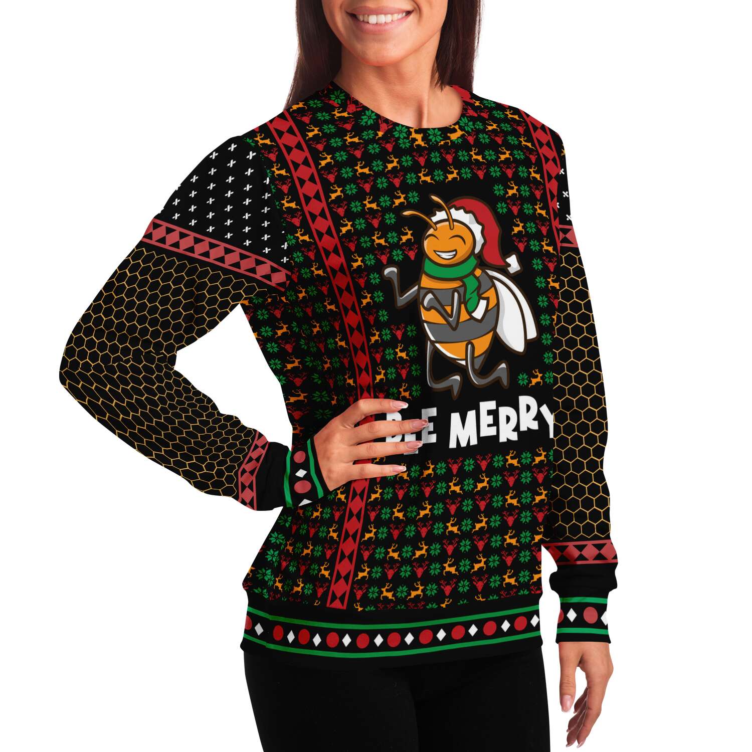 Bee Merry Sweatshirt | Unisex Ugly Christmas Sweater, Xmas Sweater, Holiday Sweater, Festive Sweater, Funny Sweater, Funny Party Shirt
