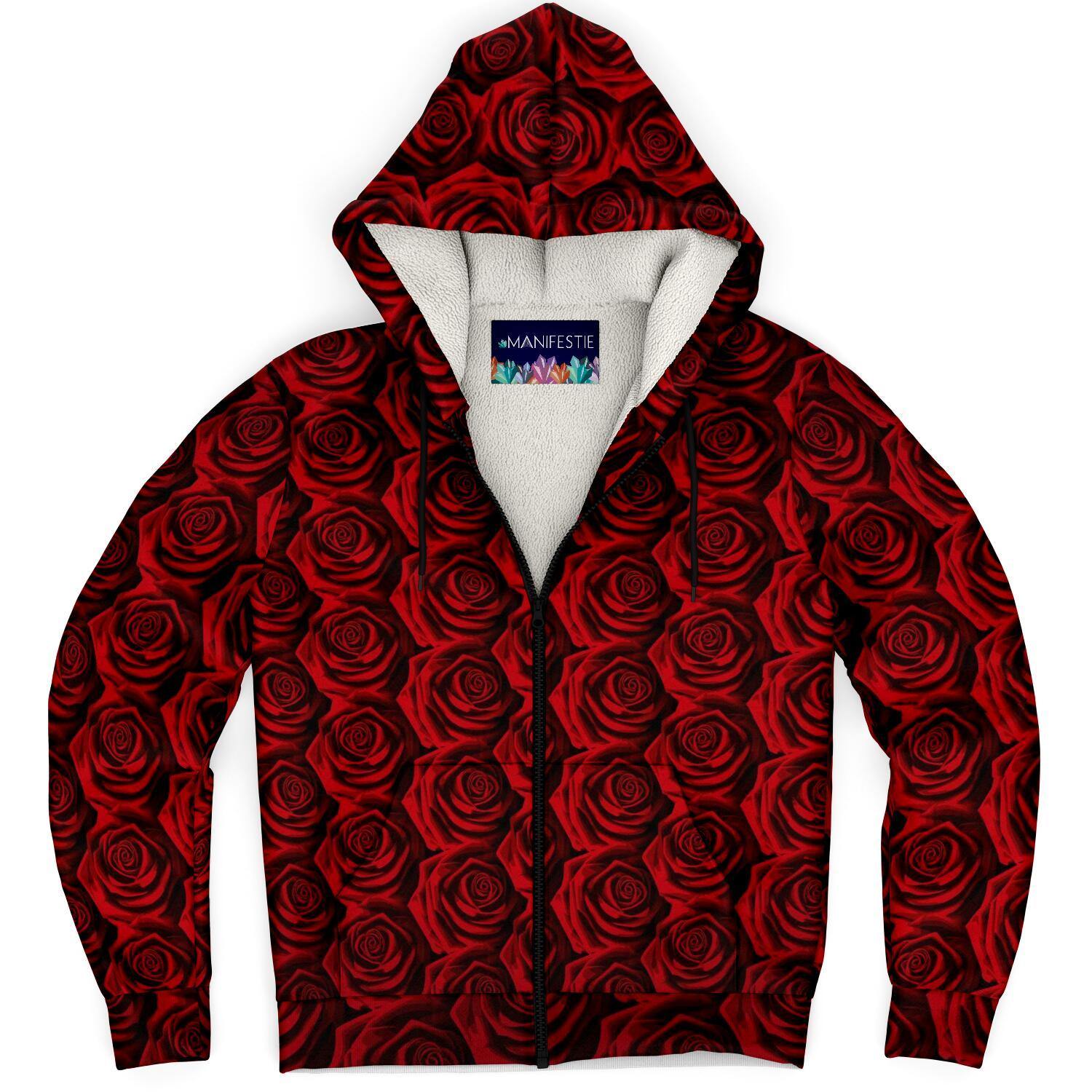 Moody Roses Premium Sherpa Lined Zip Hoodie - Manifestie