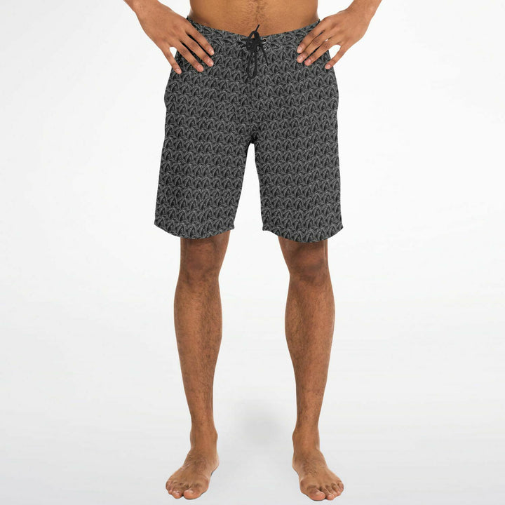 Black Tropical Leaves board shorts