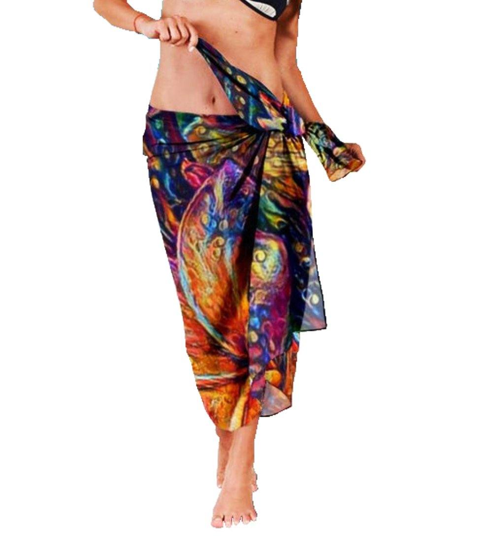 Vibrant Plumerias Chiffon Beach Cover Up | Sarong | Pareo | Flowers Floral - Manifestie