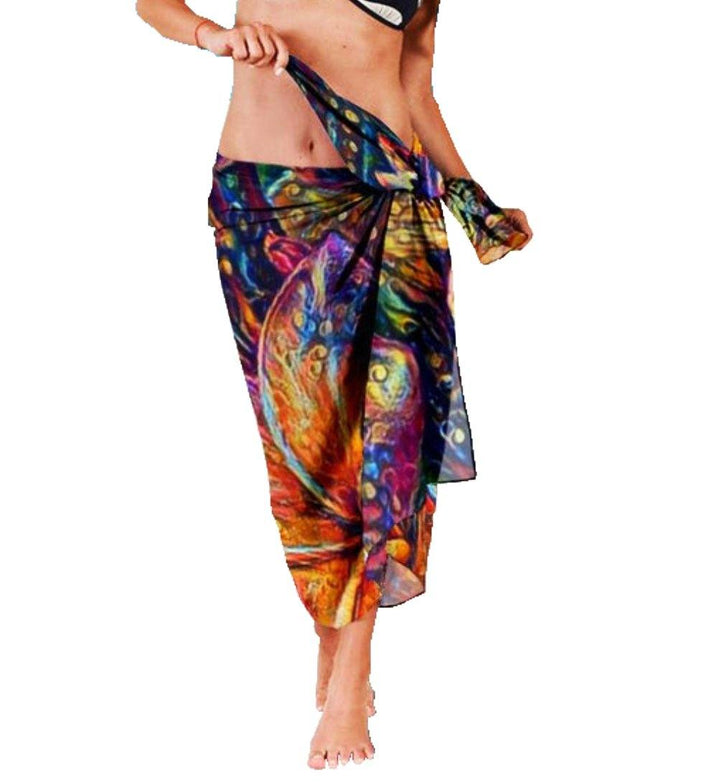 Vibrant Plumerias Chiffon Beach Cover Up | Sarong | Pareo | Flowers Floral - Manifestie