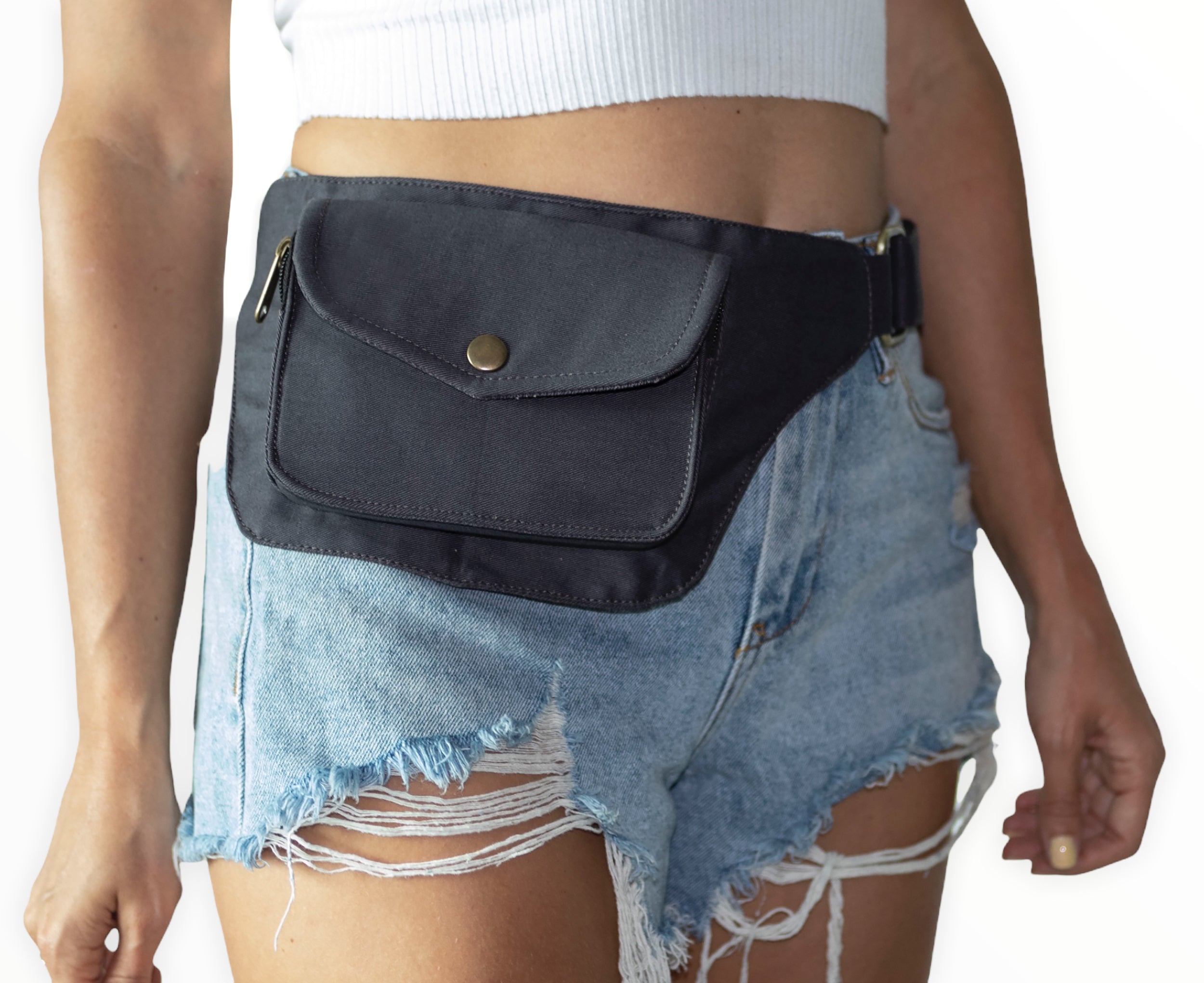 Unisex Cotton Pocket Belt | 2 Pocket Utility Belt | travel belt, vendor belt, fanny pack