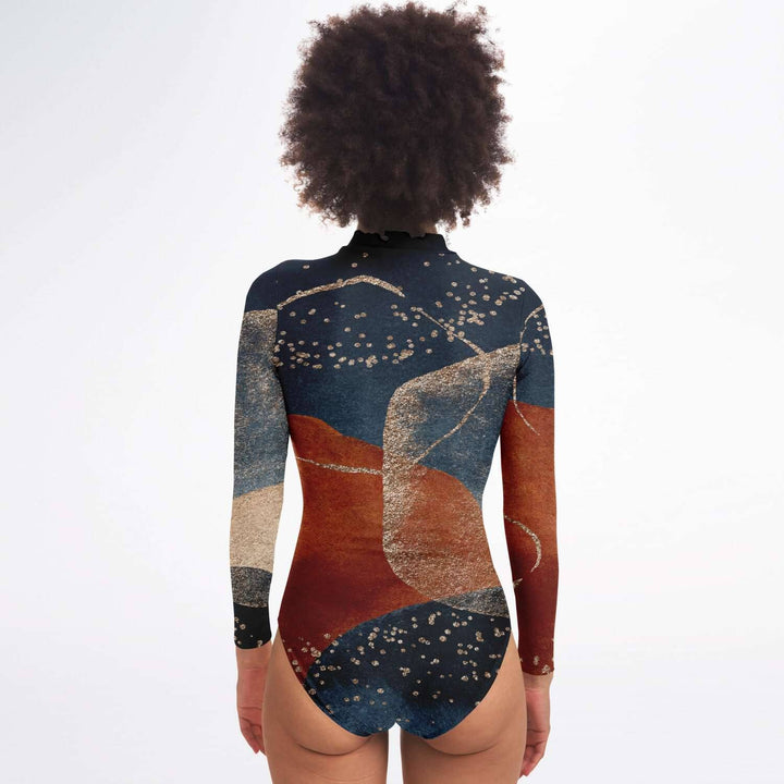 Spellbound Long Sleeve Swimsuit | Full Piece Bodysuit | Front Zipper - Manifestie