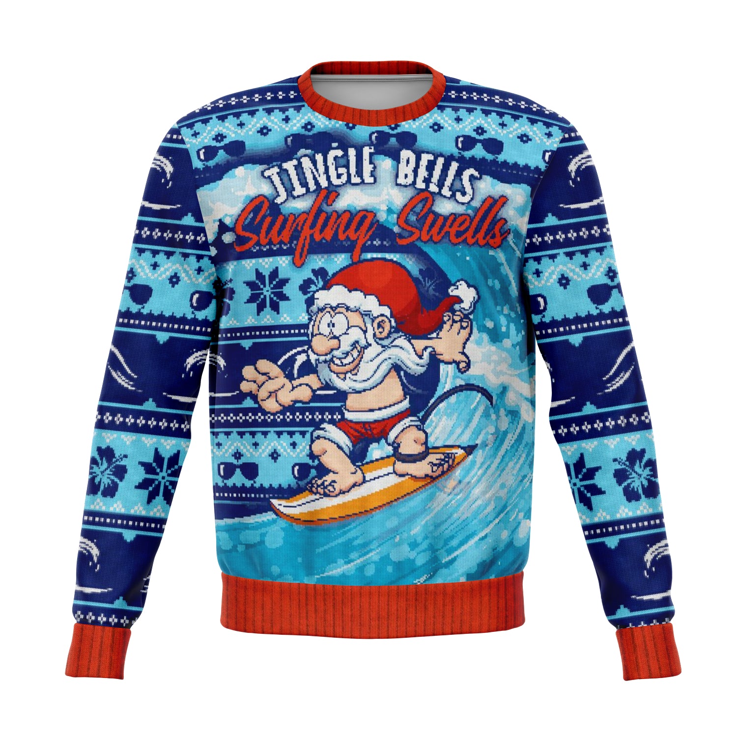 Jingle Bells Surging Swells Sweatshirt | Unisex Ugly Christmas Sweater, Xmas Sweater, Holiday Sweater, Festive Sweater, Funny Sweater, Funny Party Shirt