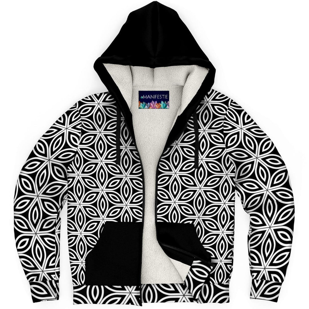 Flower of Lifes Premium Sherpa Lined Zip Hoodie - Manifestie