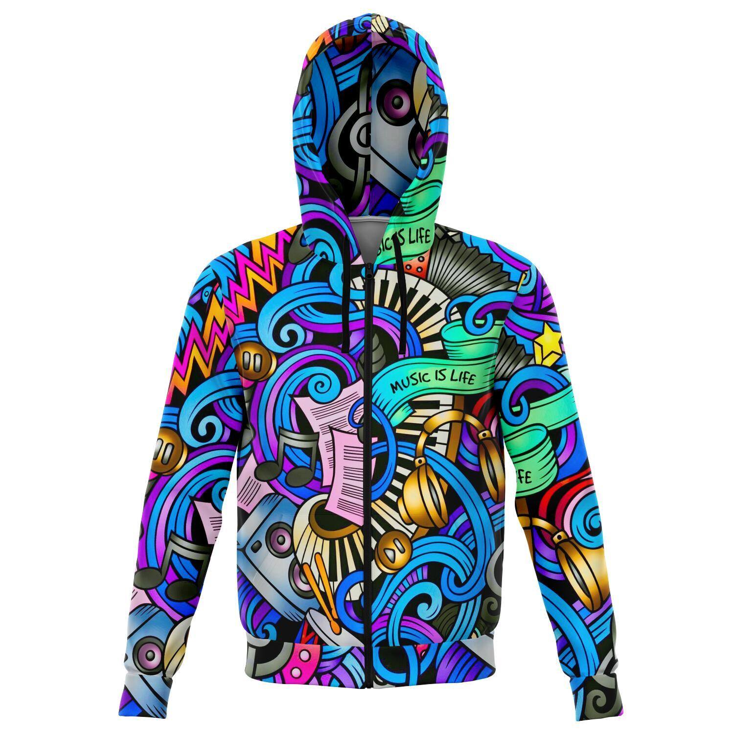 MUSIC IS LIFE PREMIUM ZIP UP HOODIE - Manifestie