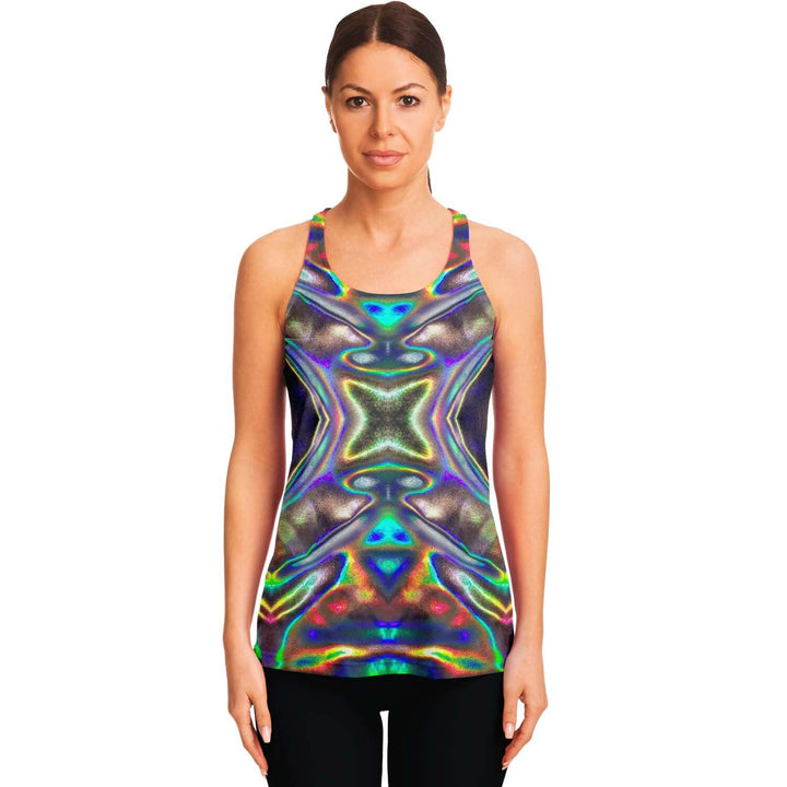 Womens Holographic Print Racerback Tank Top - Manifestie