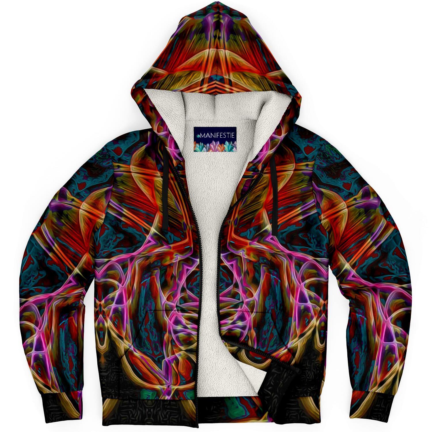 Midnight Gaze Premium Sherpa Lined Zip Hoodie - Manifestie