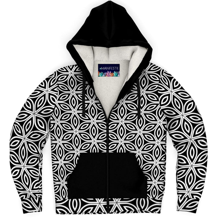 Flower of Lifes Premium Sherpa Lined Zip Hoodie - Manifestie