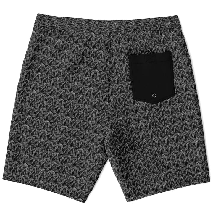 Black Tropical Leaves board shorts