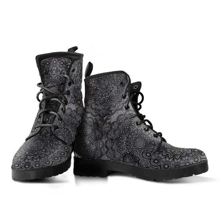 Black Mandala Vegan Leather Boots - Manifestie