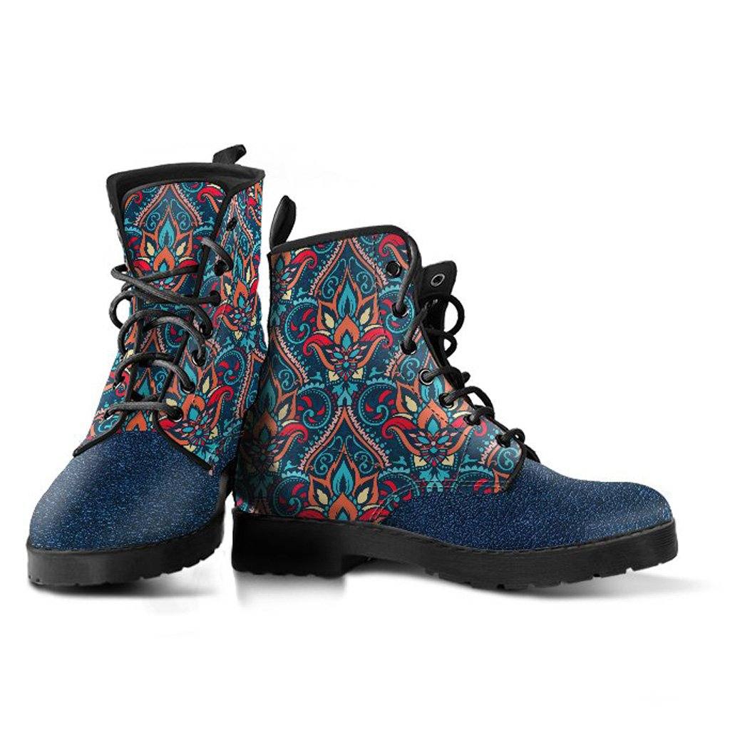 Blue Mandala Vegan Leather Boots - Manifestie