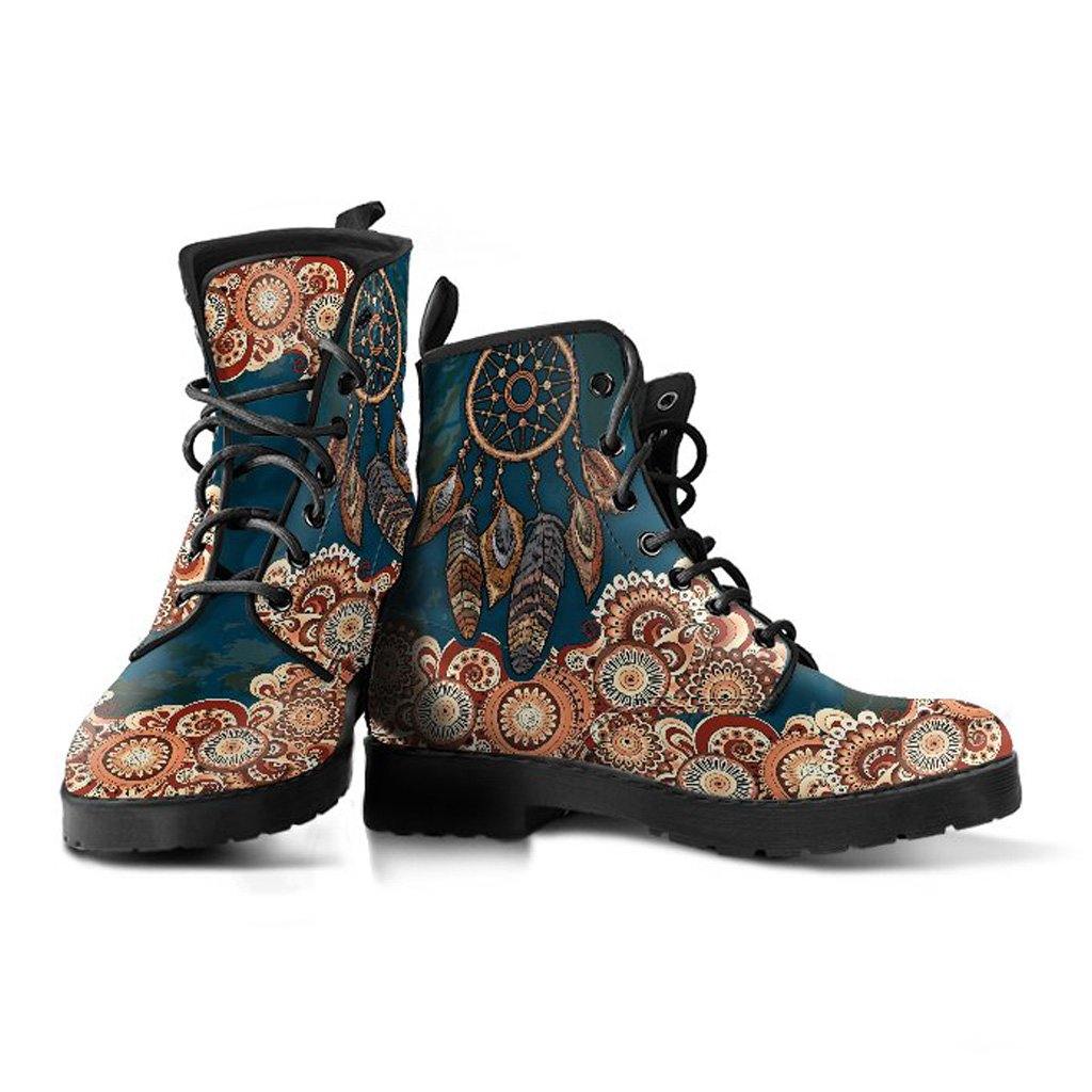Dark Teal Dreamcatcher Vegan Leather Boots - Manifestie