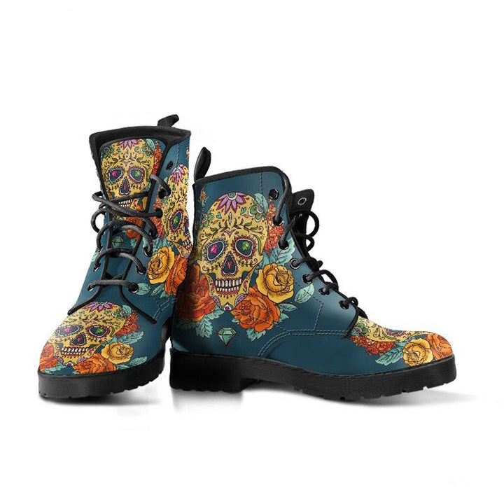 Desert Sunset Sugar Skull Vegan Leather Boots - Manifestie