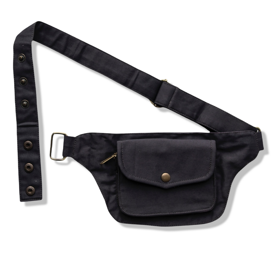 Unisex Cotton Pocket Belt | 2 Pocket Utility Belt | travel belt, vendor belt, fanny pack