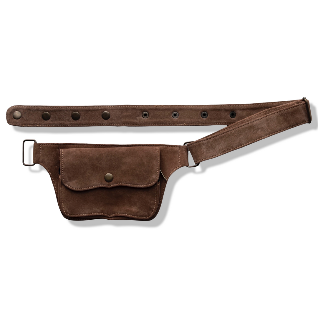 Unisex Leather Festival Belt | Suede, 2 pocket