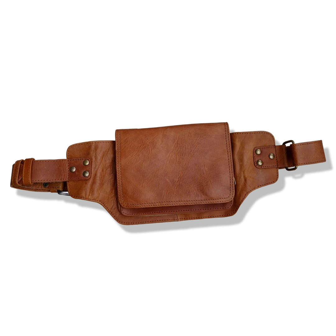 Leather Festival Belt | Brown, 3 pocket | Classic Style