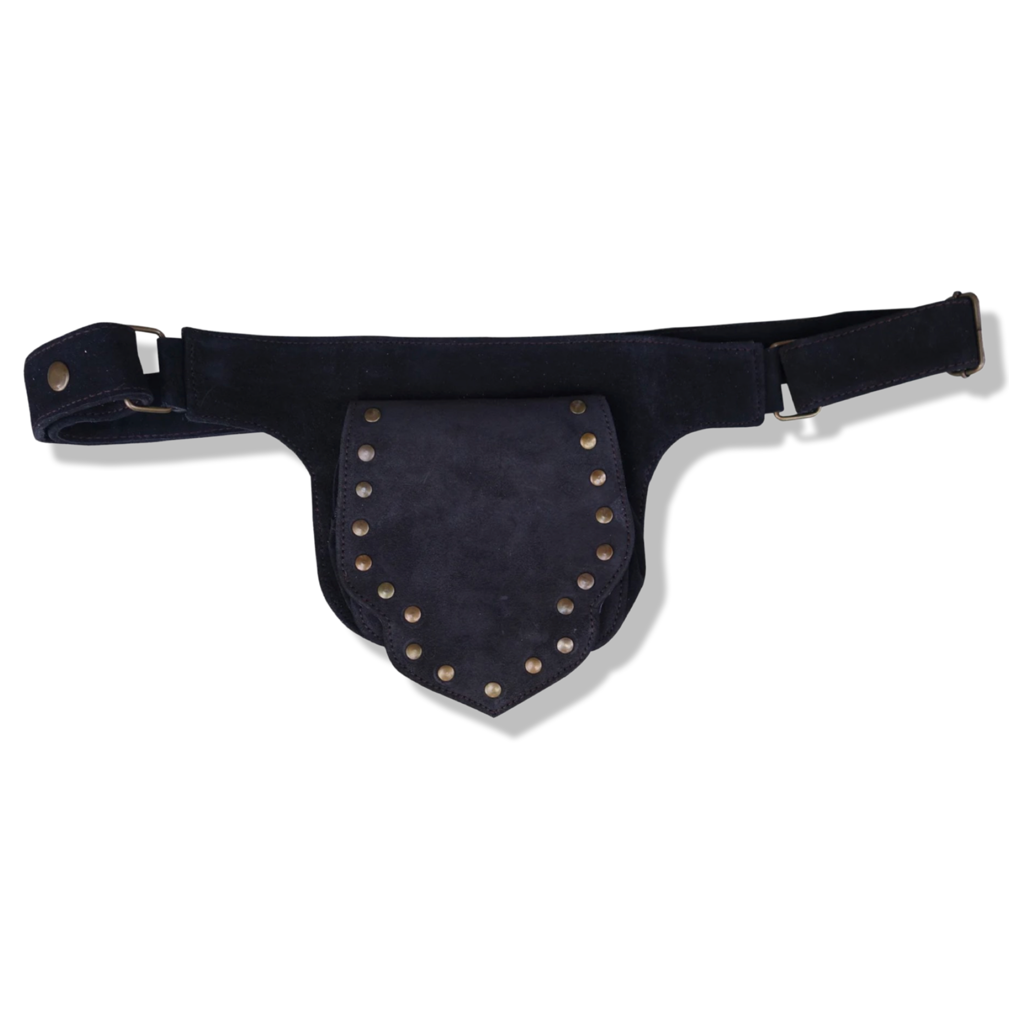 Leather Utility Belt | Studded Suede, 2 Pocket