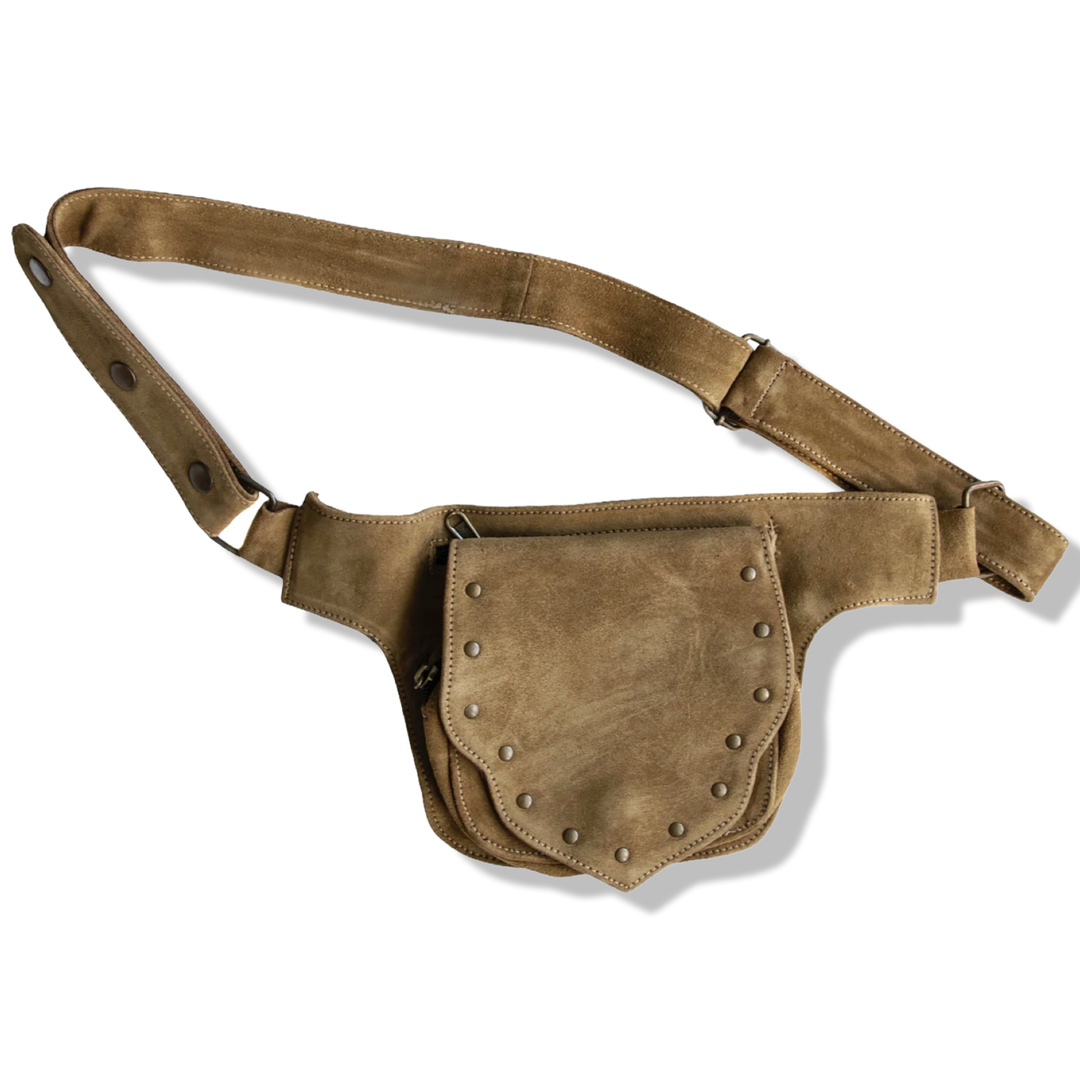 Leather Utility Belt | Studded Suede, 2 Pocket