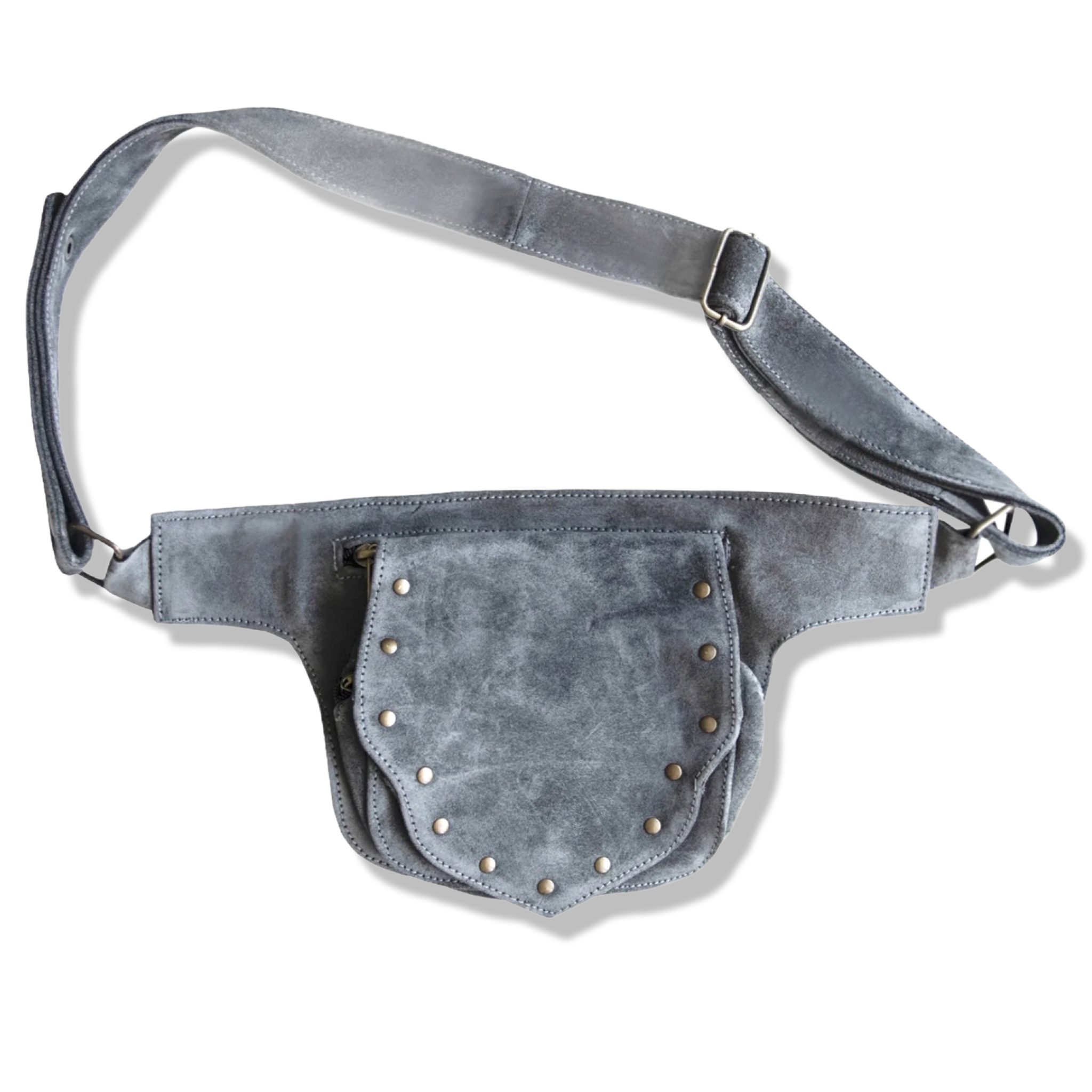 Leather Utility Belt | Studded Suede, 2 Pocket