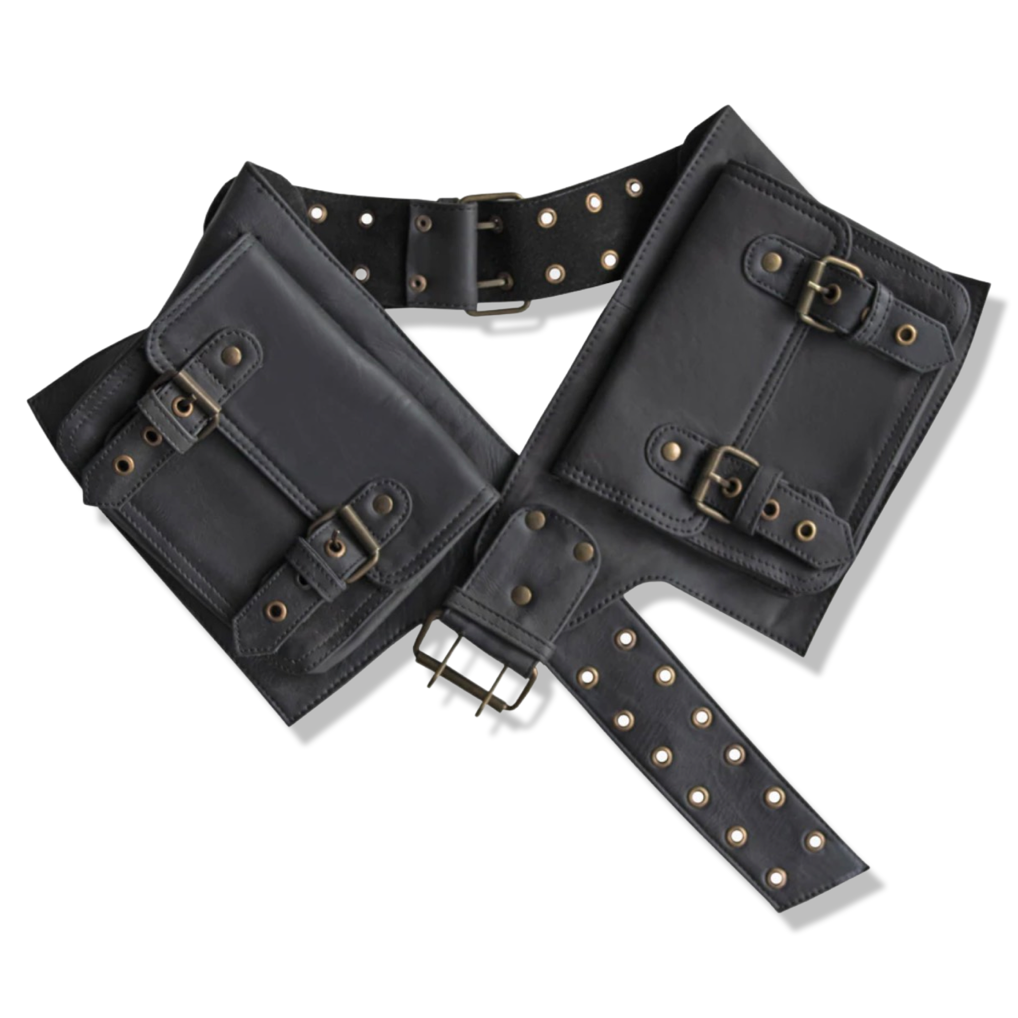 Leather Utility Belt | Adjustable, 4 Pocket | Saddle | travel, cosplay, festival