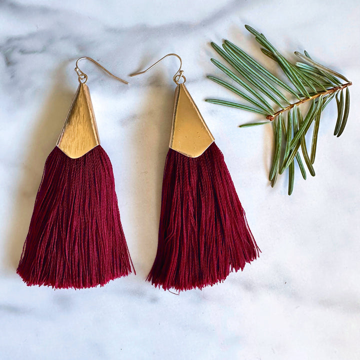 Silk Tassel Earrings | Dangle Fringe Earrings