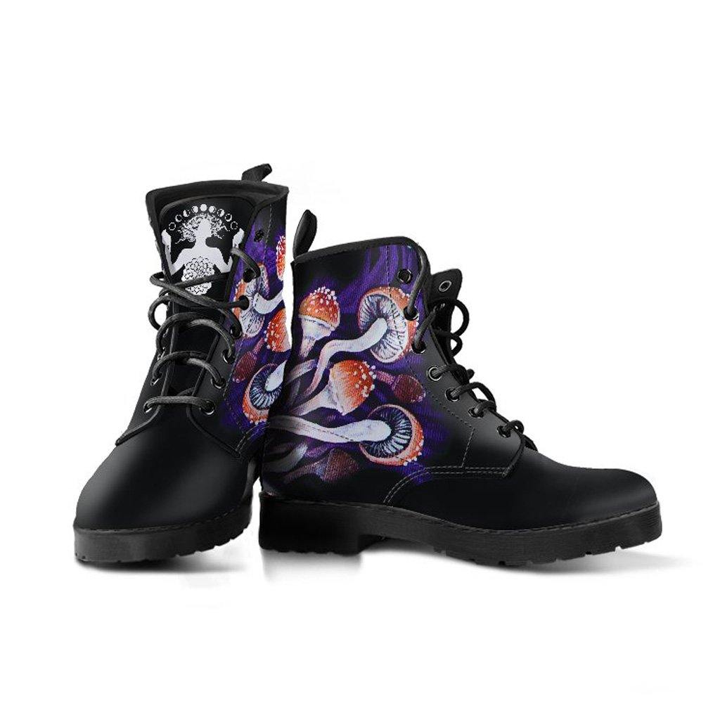 Psychedelic Mushrooms Vegan Leather Boots - Manifestie