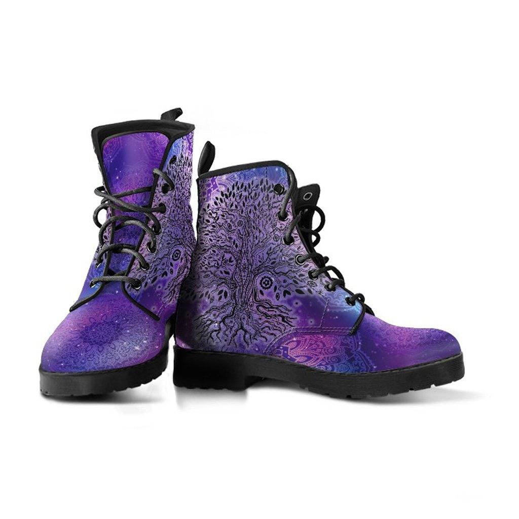 Purple Tree of Life Vegan Leather Boots - Manifestie