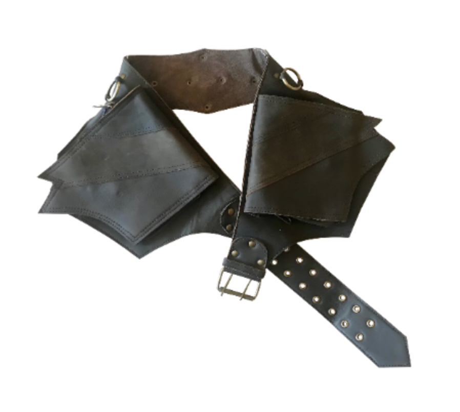 Leather Utility Belt | Winged, 4 Pocket | Saddle | travel, cosplay, festival