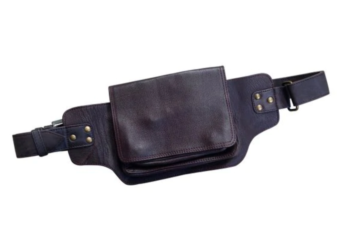Leather Festival Belt | Brown, 3 pocket | Classic Style