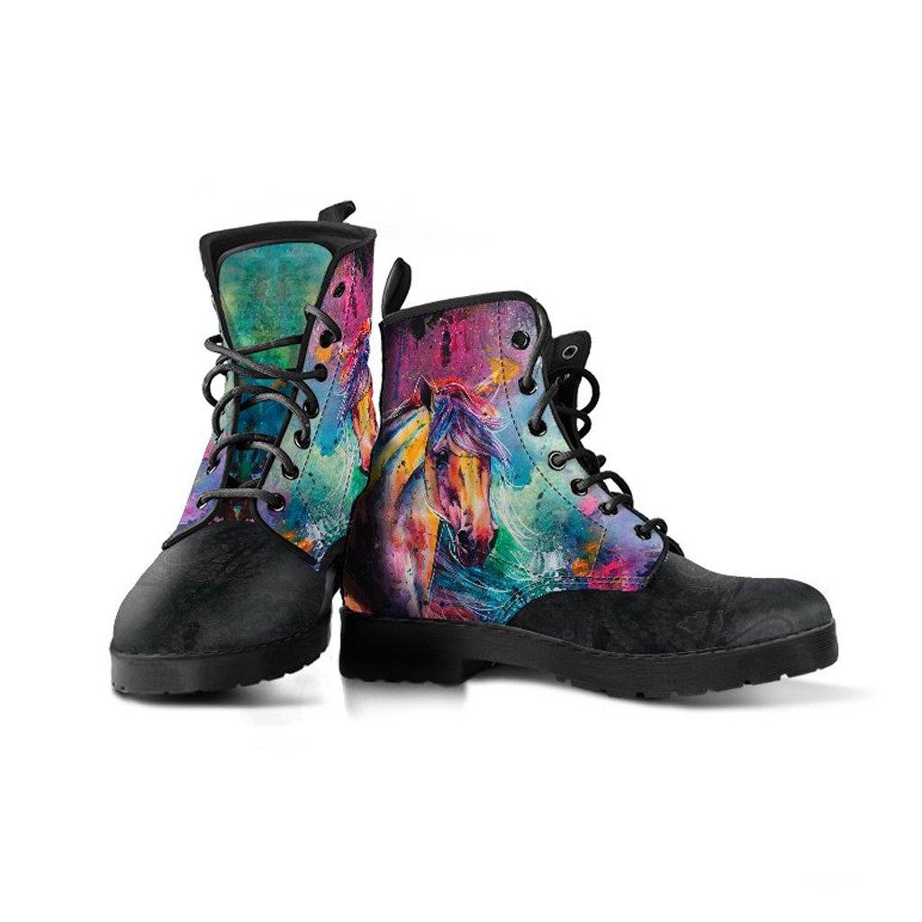 Watercolor Horses Vegan Leather Boots - Manifestie