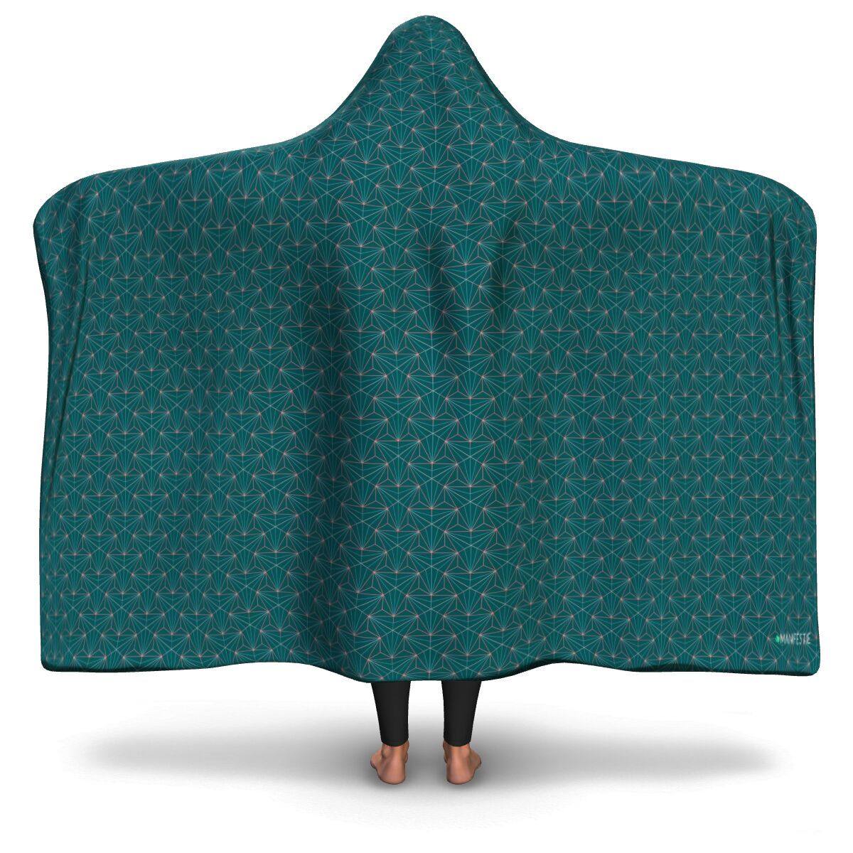 TURQUOISE PREMIUM HOODED BLANKET with WRIST STRAPS | Plush, Premium Sherpa | Kids, Adult - Manifestie