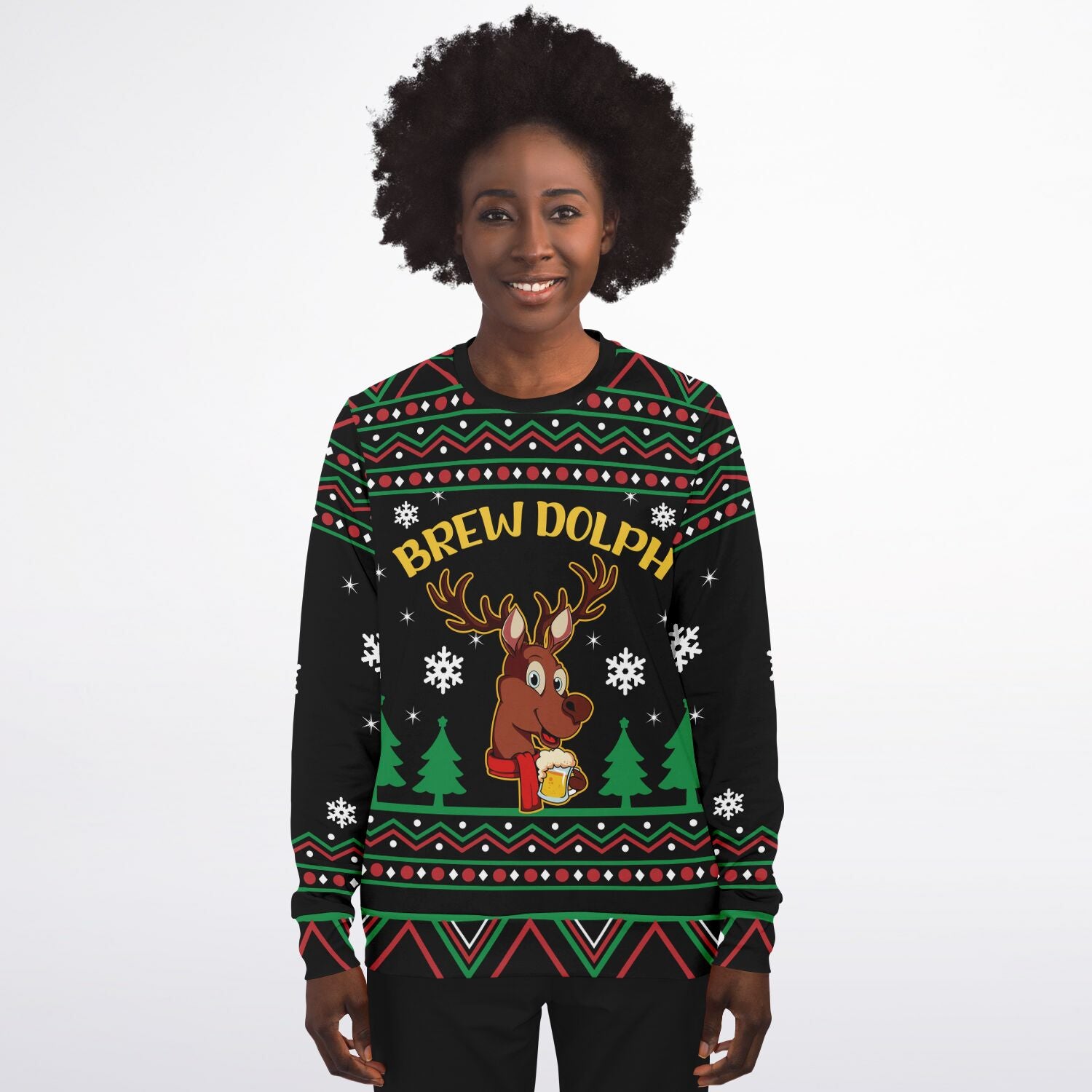 Brewdolph Reindeer Beer | Unisex Ugly Christmas Sweater, Xmas Sweater, Holiday Sweater, Festive Sweater, Funny Sweater, Funny Party Shirt