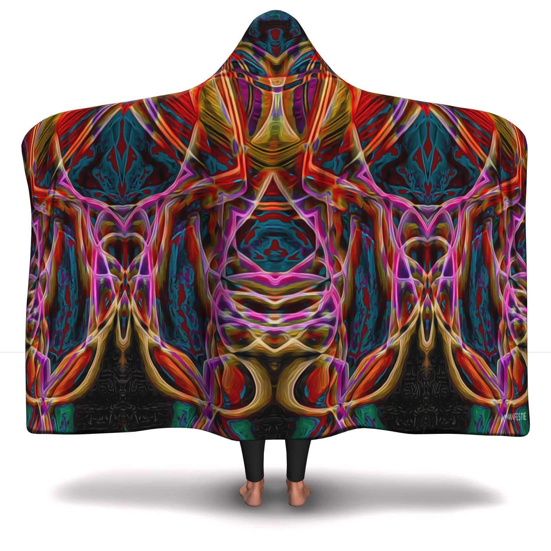 MIDNIGHT GAZE Premium HOODED BLANKET with Wrist Straps | Plush, Premium Sherpa | Kids, Adult - Manifestie