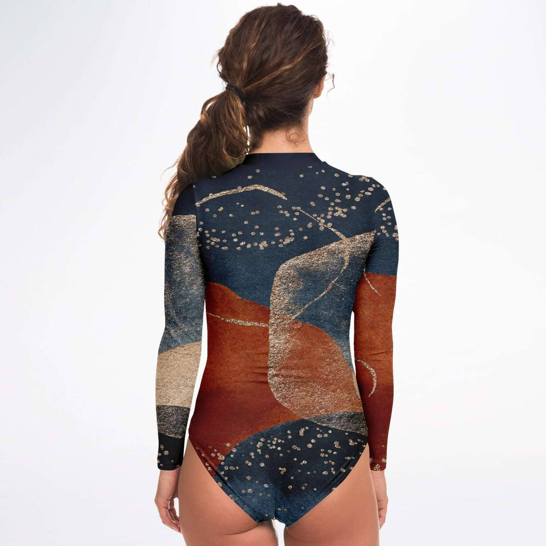 Spellbound Long Sleeve Swimsuit | Full Piece Bodysuit | Front Zipper - Manifestie