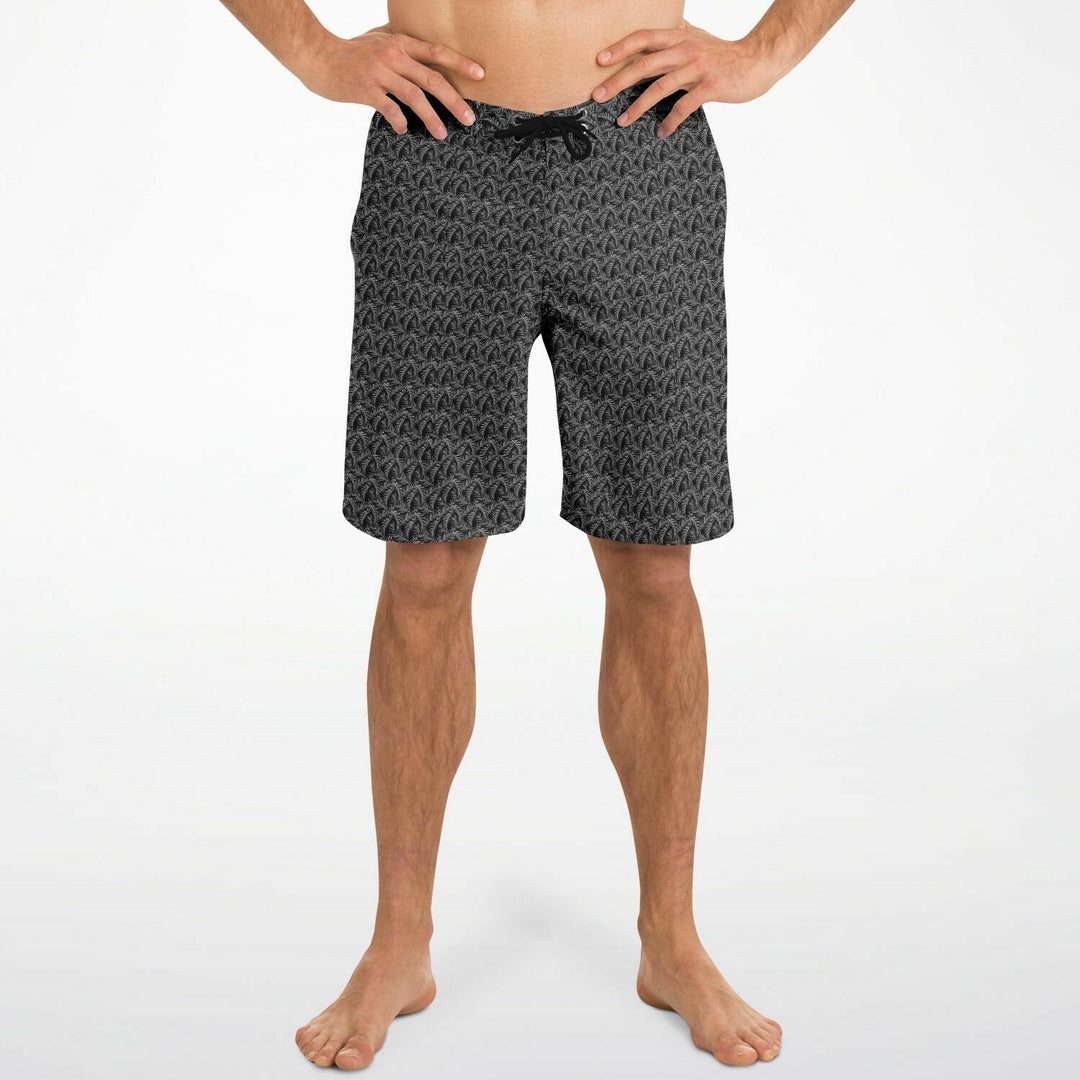 Black Tropical Leaves board shorts