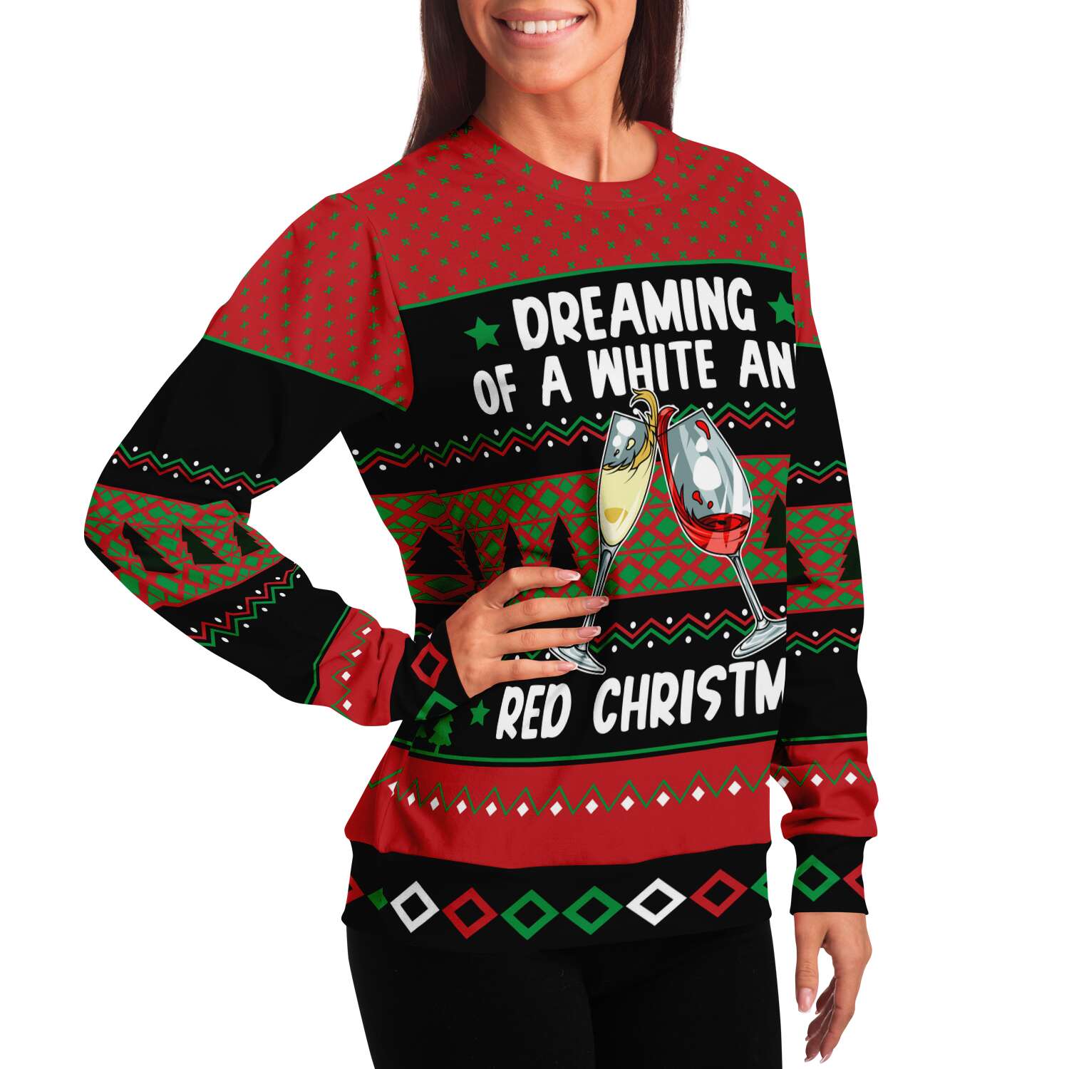 Dreaming of a White and Red Christmas Sweatshirt | Unisex Ugly Christmas Sweater, Xmas Sweater, Holiday Sweater, Festive Sweater, Funny Sweater, Funny Party Shirt