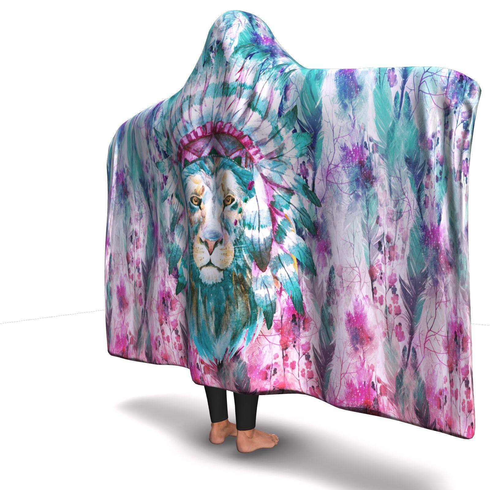 WARRIOR STARE PREMIUM HOODED BLANKET with WRIST STRAPS | Plush, Premium Sherpa | Kids, Adult - Manifestie