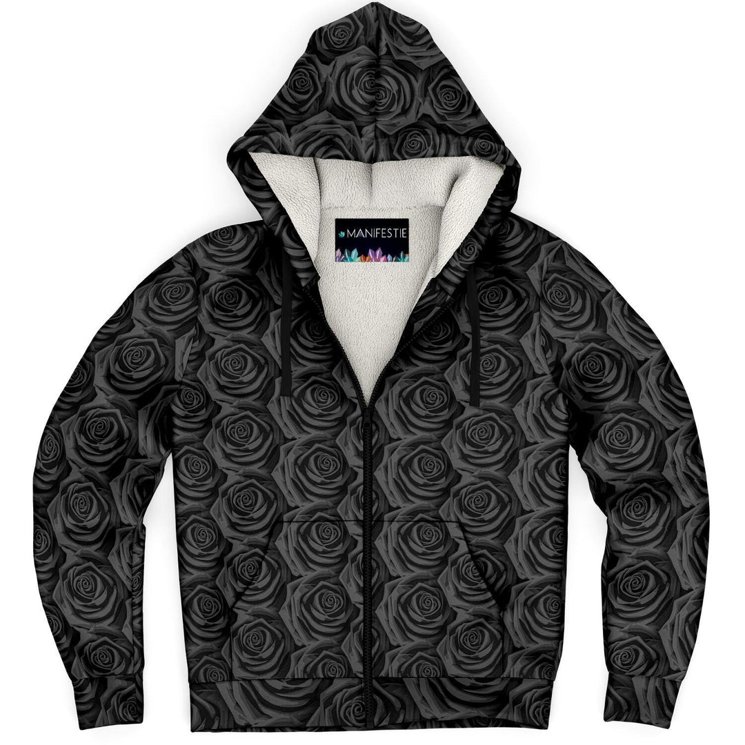 BLACK ROSES Premium Sherpa Lined ZIP HOODIE - Manifestie