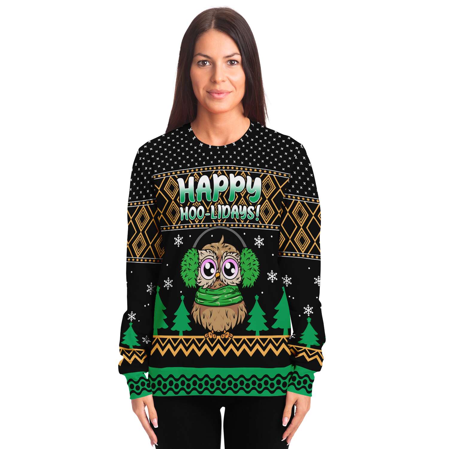 Happy Owl-idays Sweatshirt | Unisex Ugly Christmas Sweater, Xmas Sweater, Holiday Sweater, Festive Sweater, Funny Sweater, Funny Party Shirt