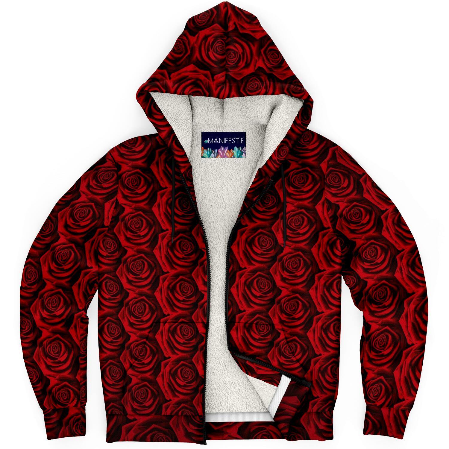 Moody Roses Premium Sherpa Lined Zip Hoodie - Manifestie
